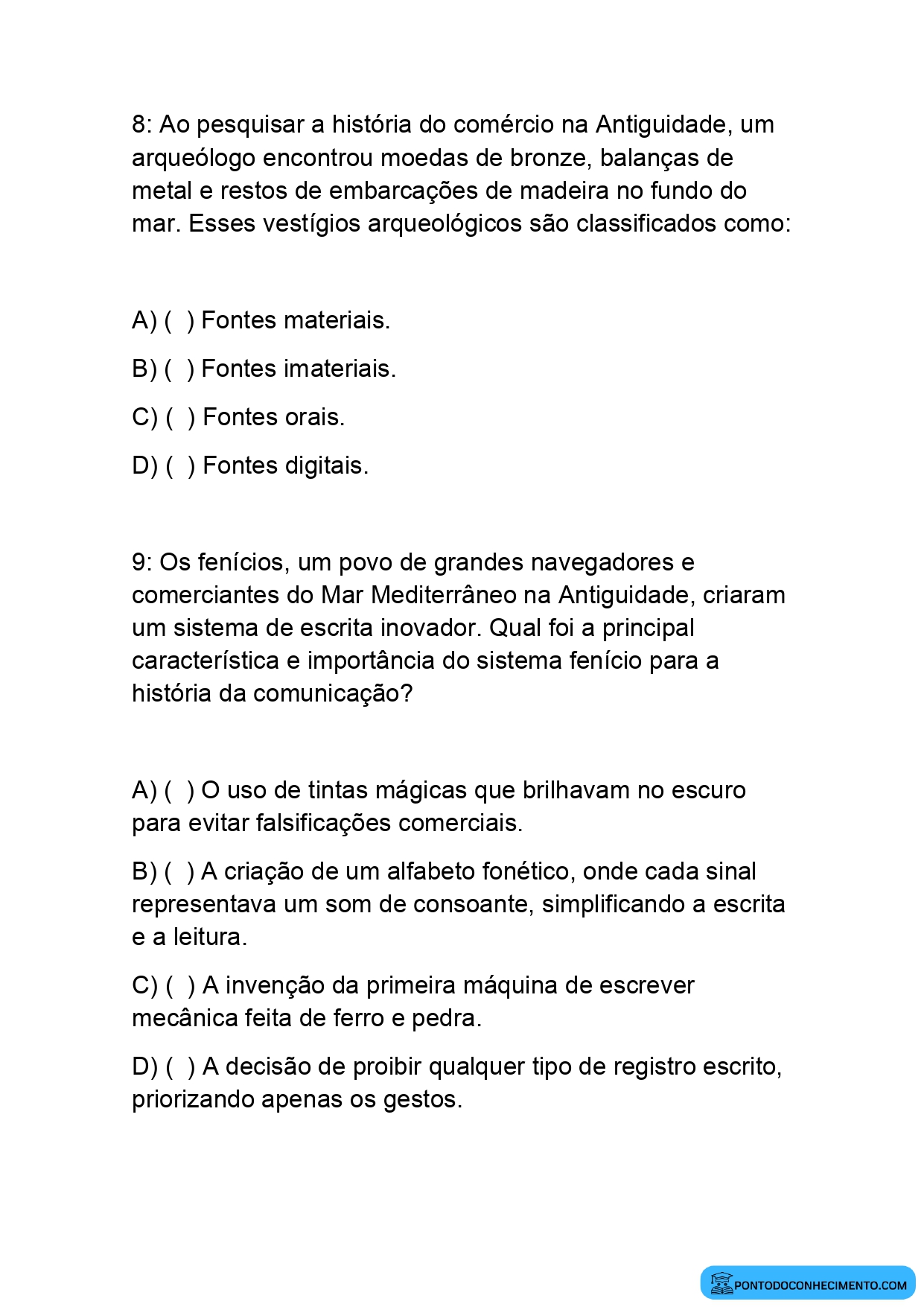 Atividade de História 5º Ano sobre Registros Históricos e Comunicação