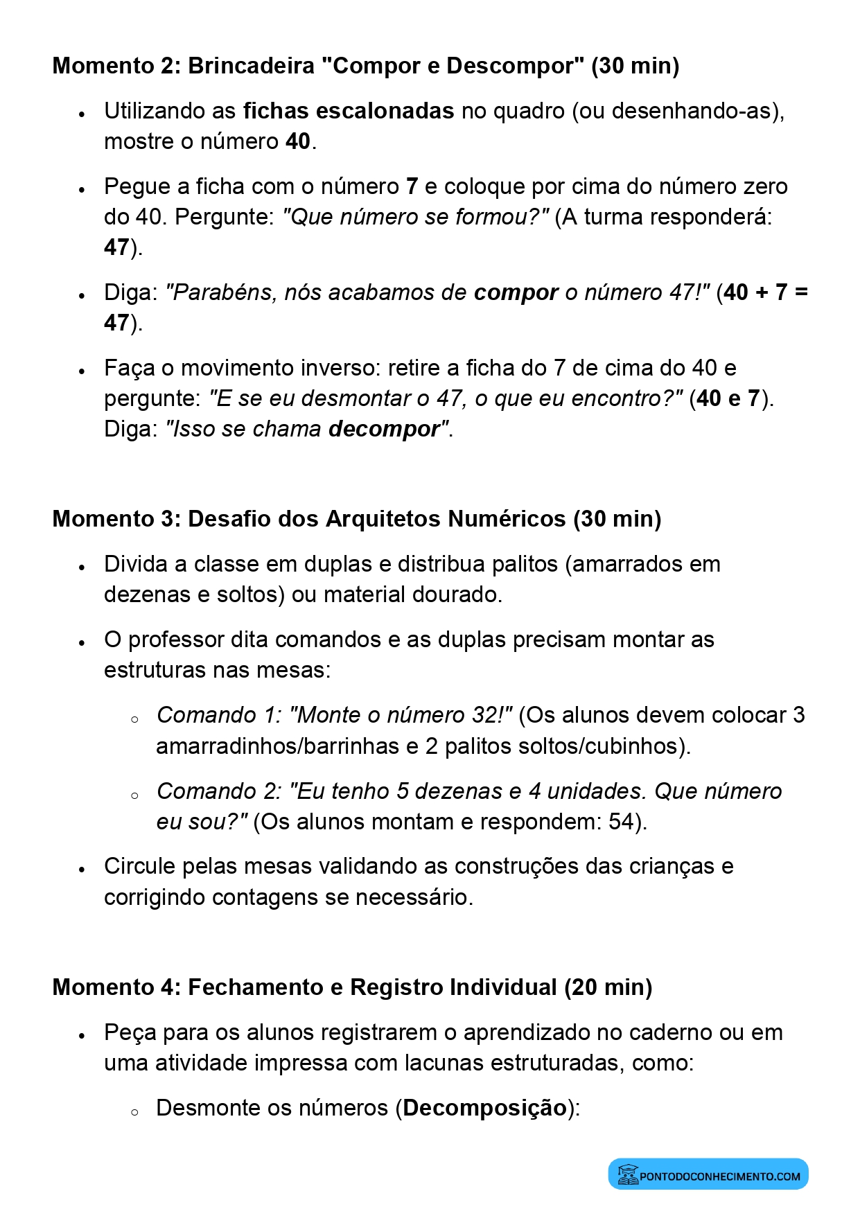 Atividade de Matemática para o 1º Ano sobre Composição e Decomposição de Números Naturais