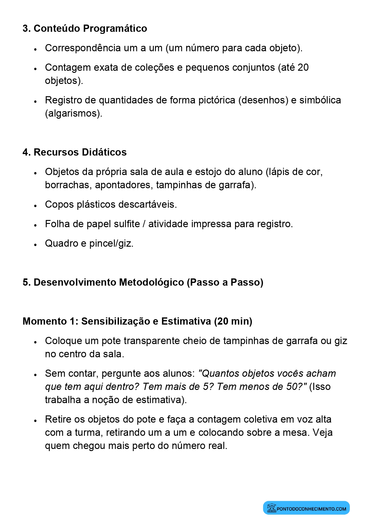 Aula de Matemática sobre Contagem de Objetos 1º Ano