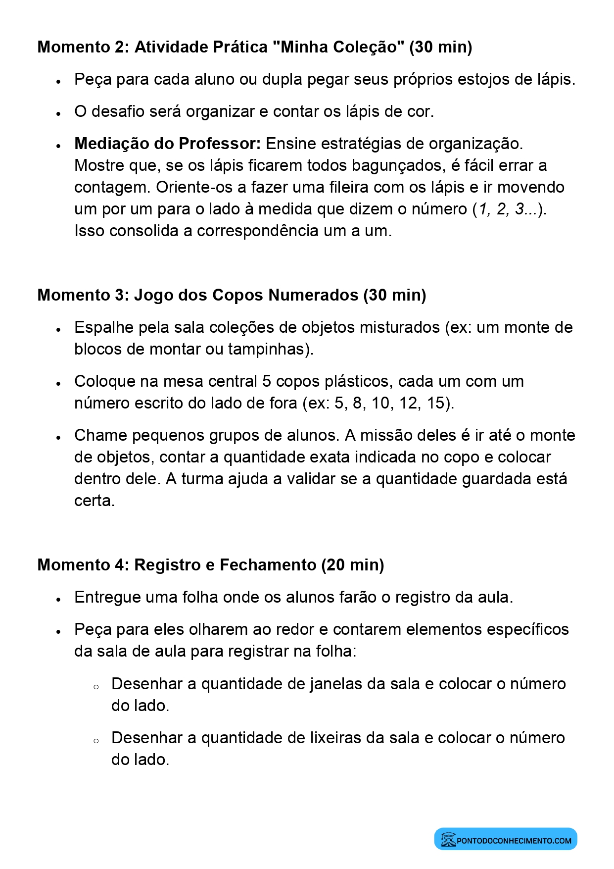 Planejamento de Aula Contagem de Objetos do Cotidiano