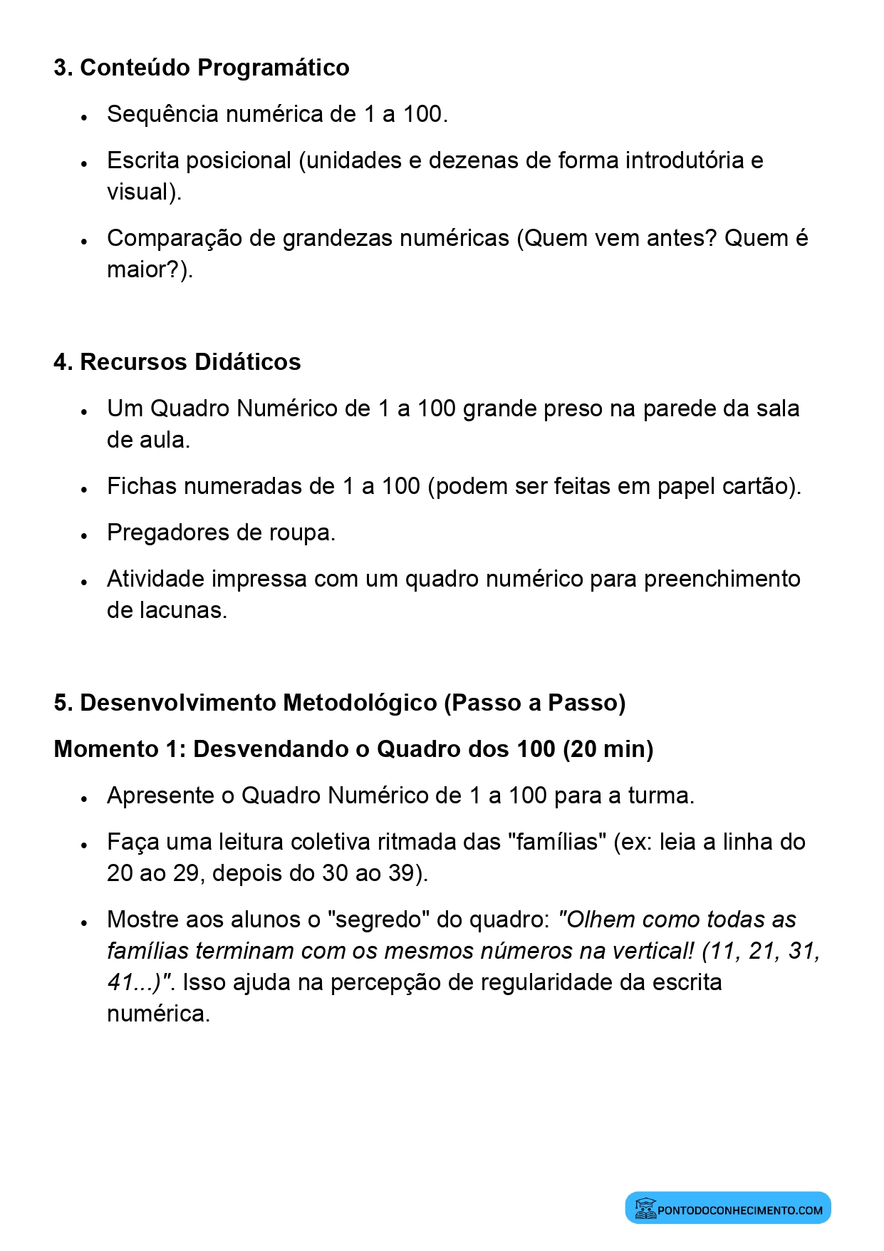 Aula de Matemática sobre Leitura e Escrita de Números até 100