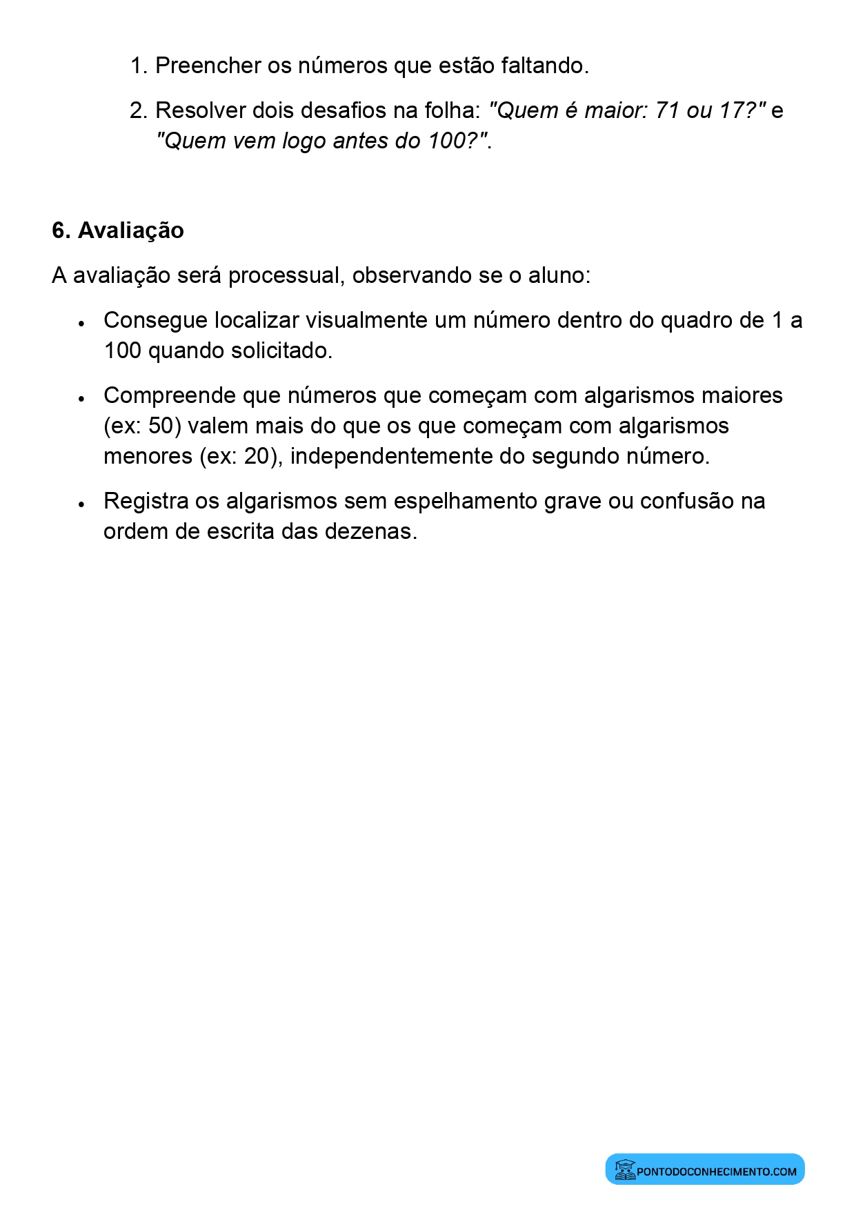 Leitura de Números Naturais até 100