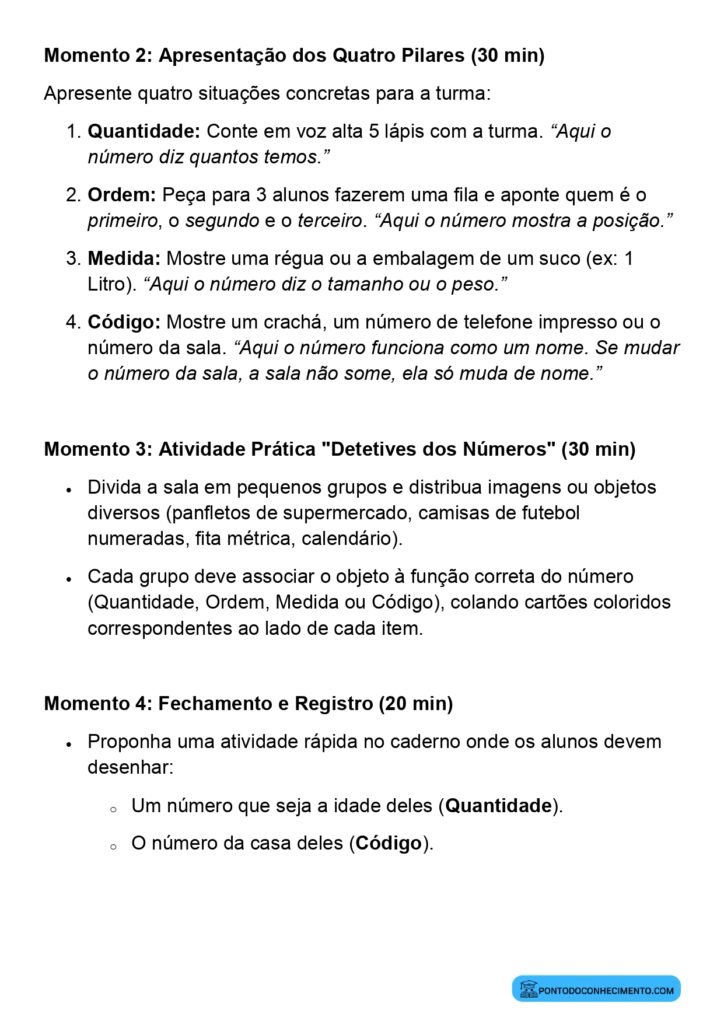 Plano de Aula de Matemática para o 1º Ano do Ensino Fundamental sobre ...