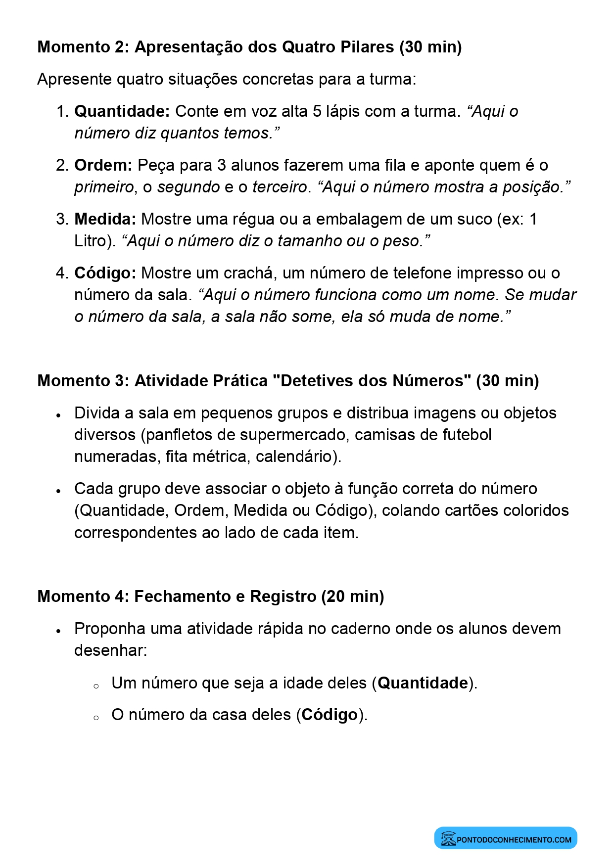 Planejamento de Aula Números Naturais e suas Funções