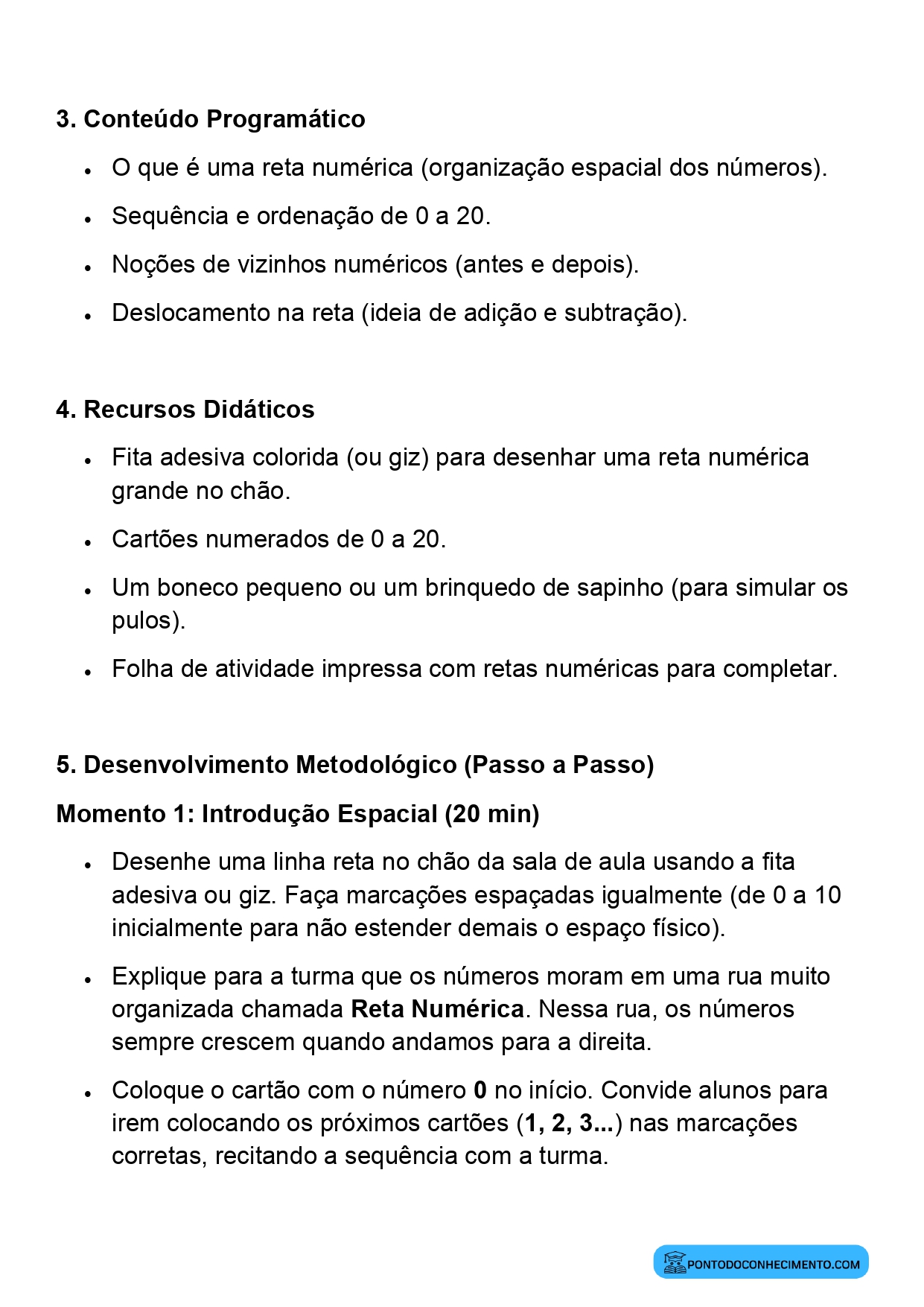 Aula de Matemática sobre Reta Numérica para o 1º Ano