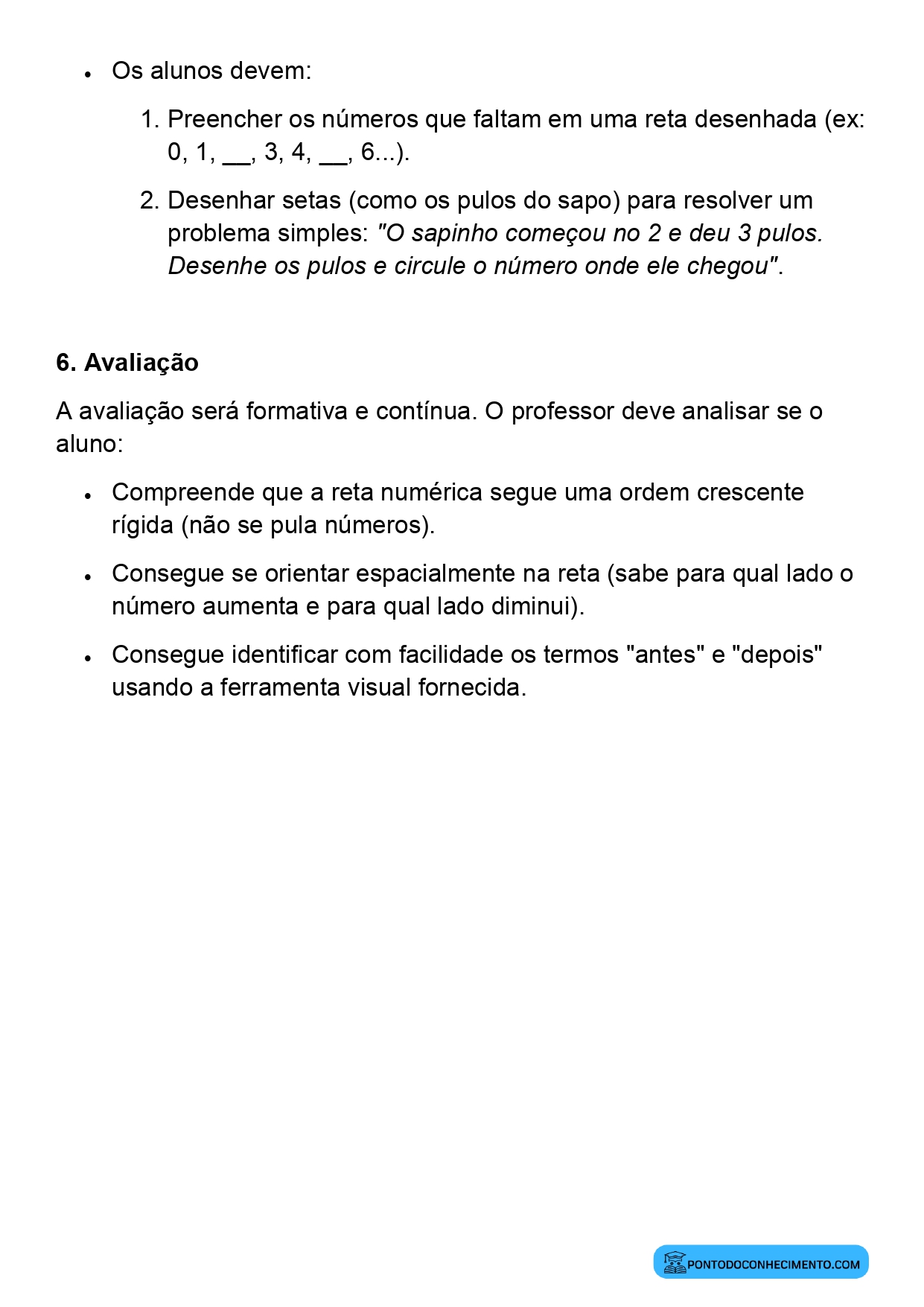 Atividade de Matemática com Reta Numérica 1º Ano