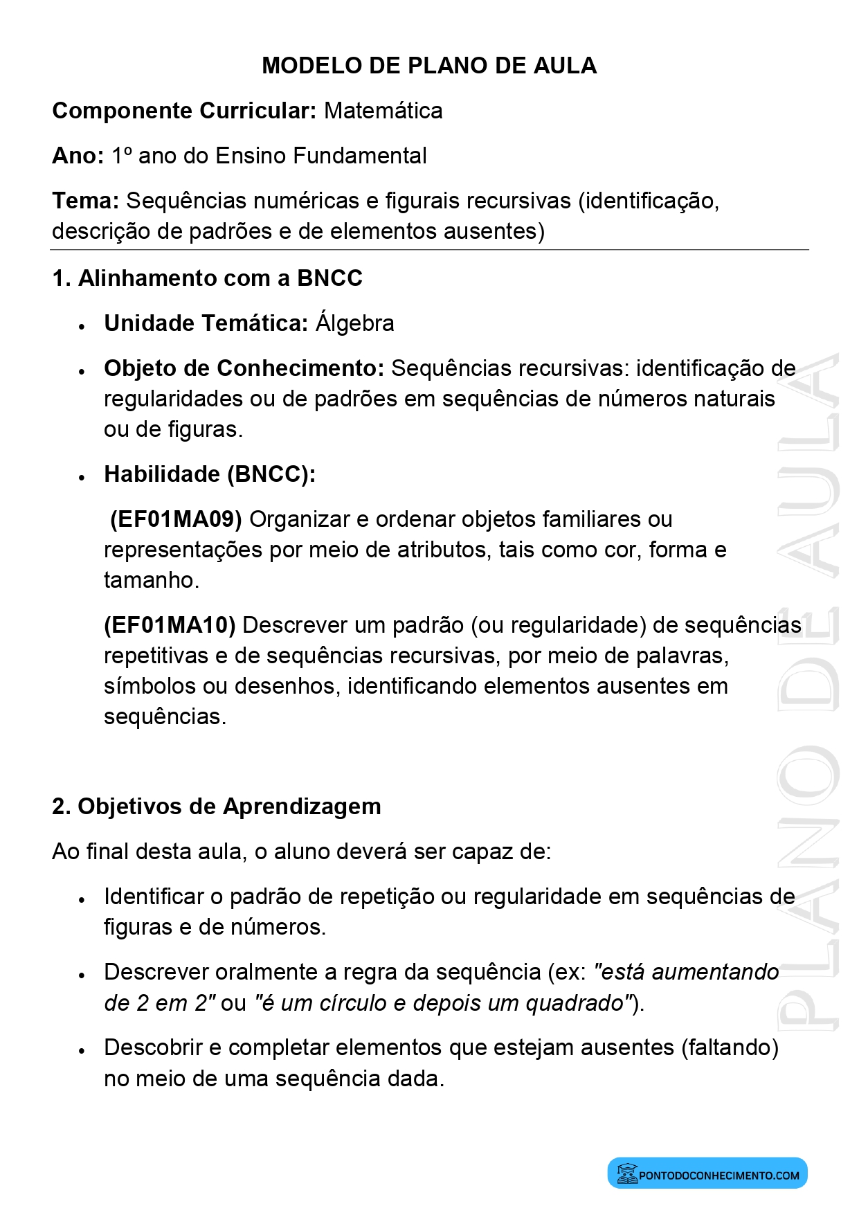 Sequências numéricas e figurais no 1º ano do Ensino Fundamental com identificação de regularidades