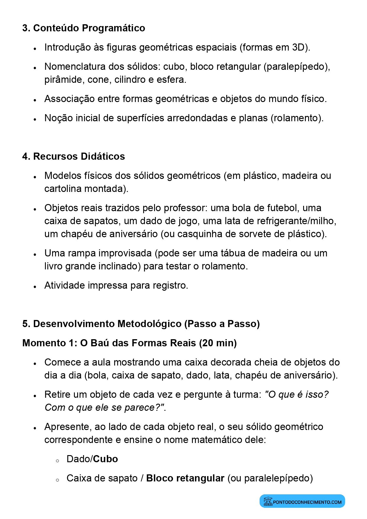 Aula de Matemática sobre Sólidos Geométricos 1º Ano