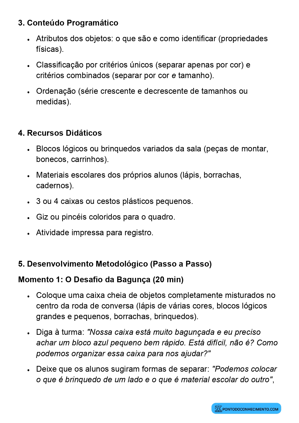 Aula de Matemática sobre Organização e Classificação 1º Ano