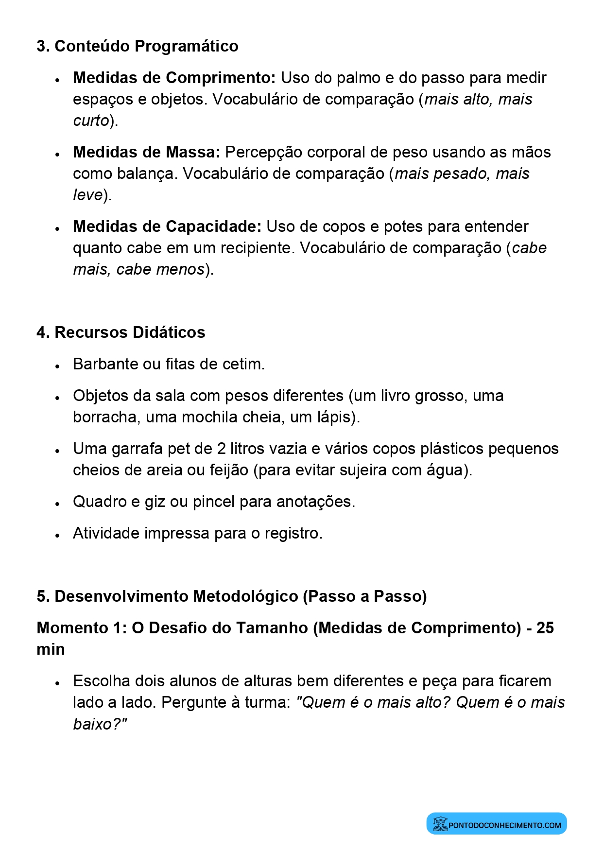 Aula de Matemática sobre Medidas de Comprimento Massa e Capacidade 1º Ano