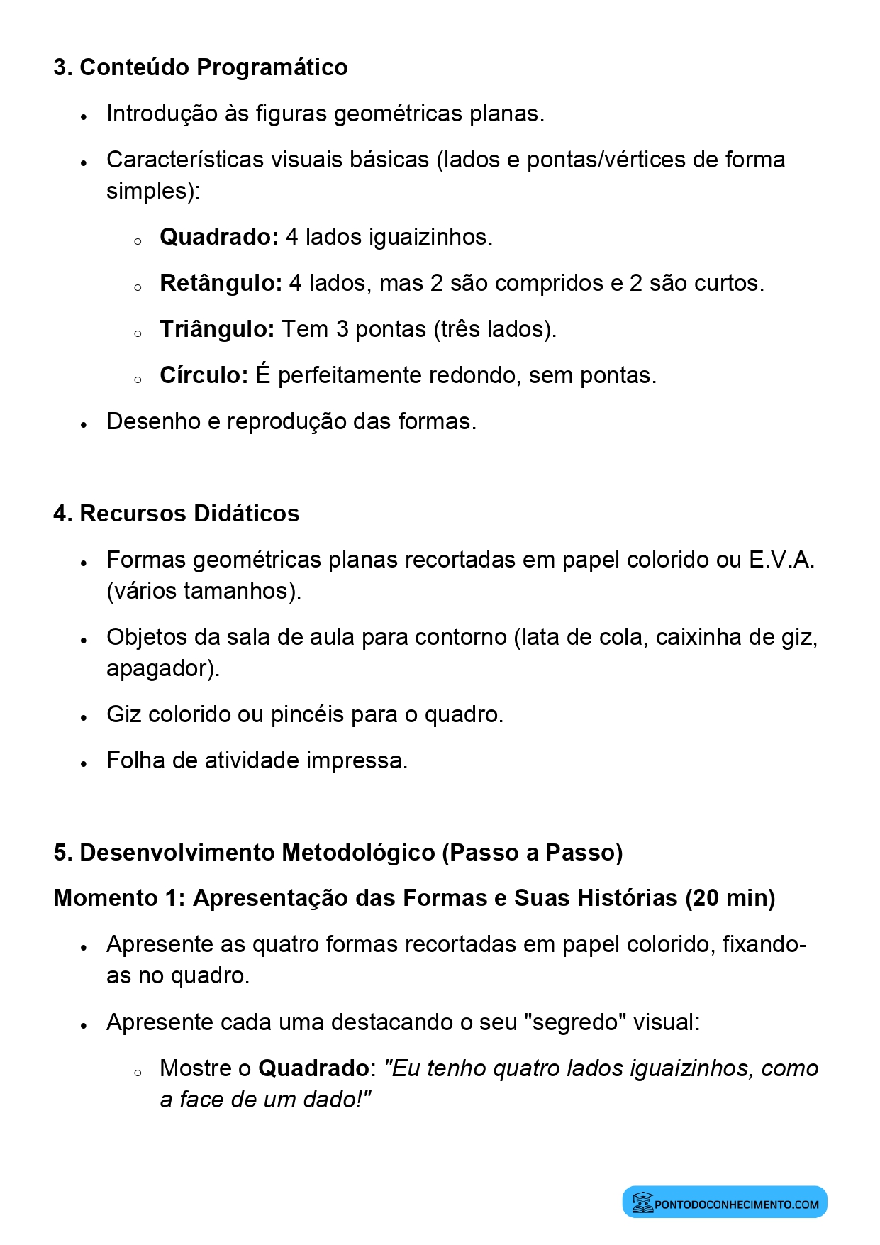 Aula de Matemática sobre Figuras Geométricas Planas 1º Ano