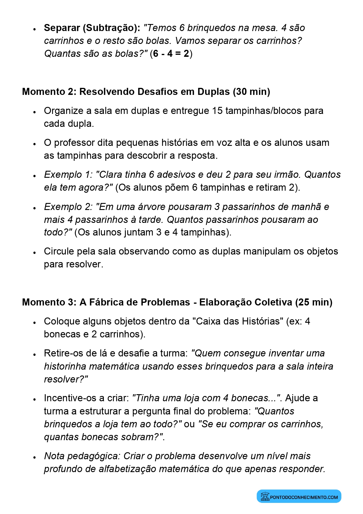 Planejamento de Aula Adição e Subtração 1º Ano Ensino Fundamental
