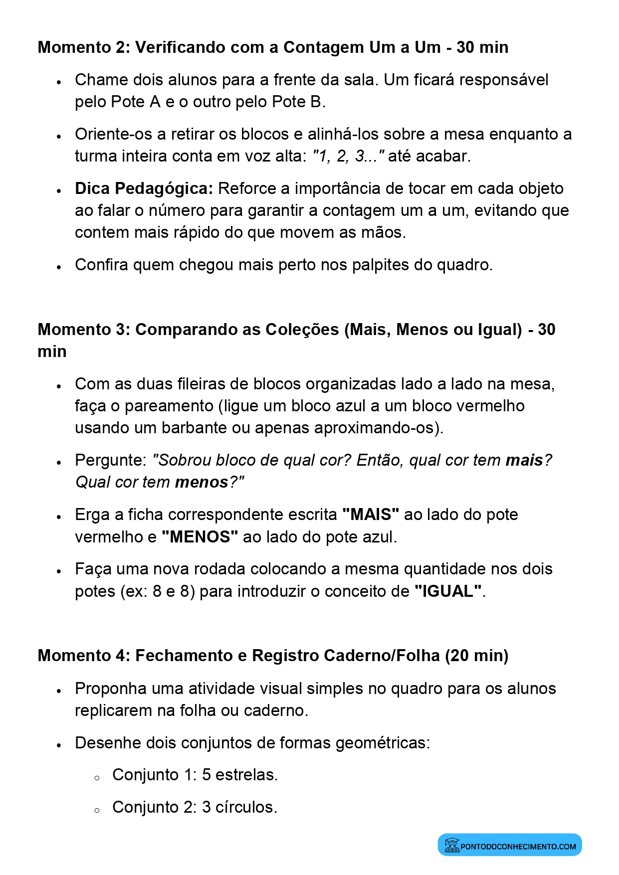 Planejamento de Aula Quantificação de Elementos 1º Ano