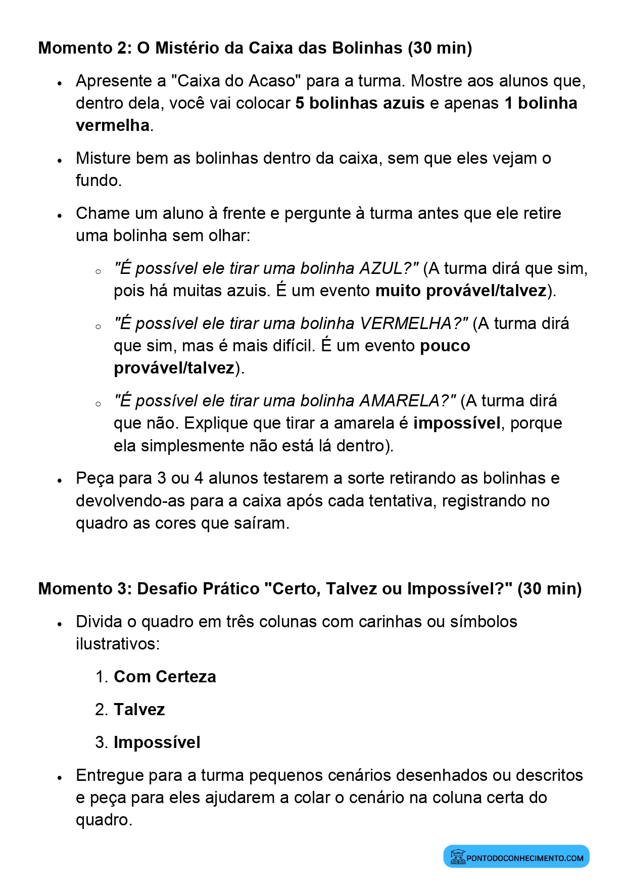 Planejamento de Aula Acaso e Probabilidade Inicial