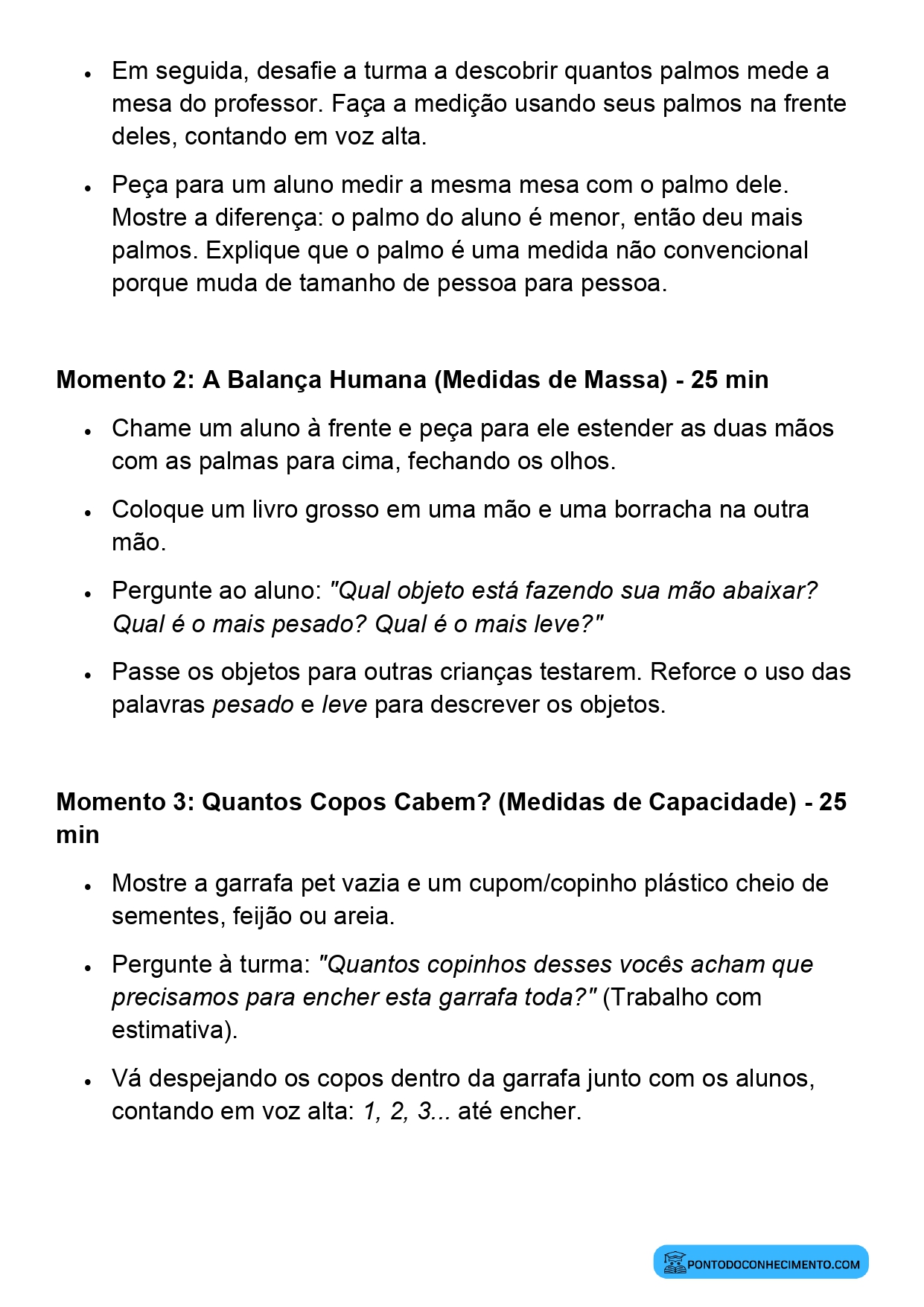 Planejamento de Aula Medidas Não Convencionais 1º Ano