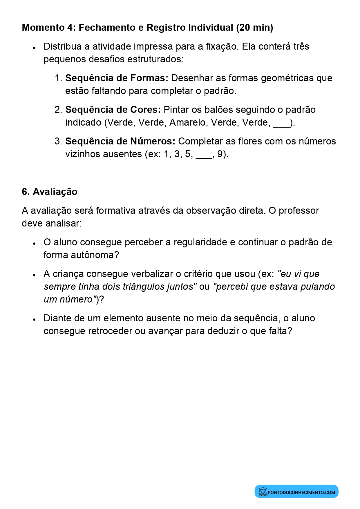 Sequências recursivas em Matemática para crianças do 1º ano do Ensino Fundamental