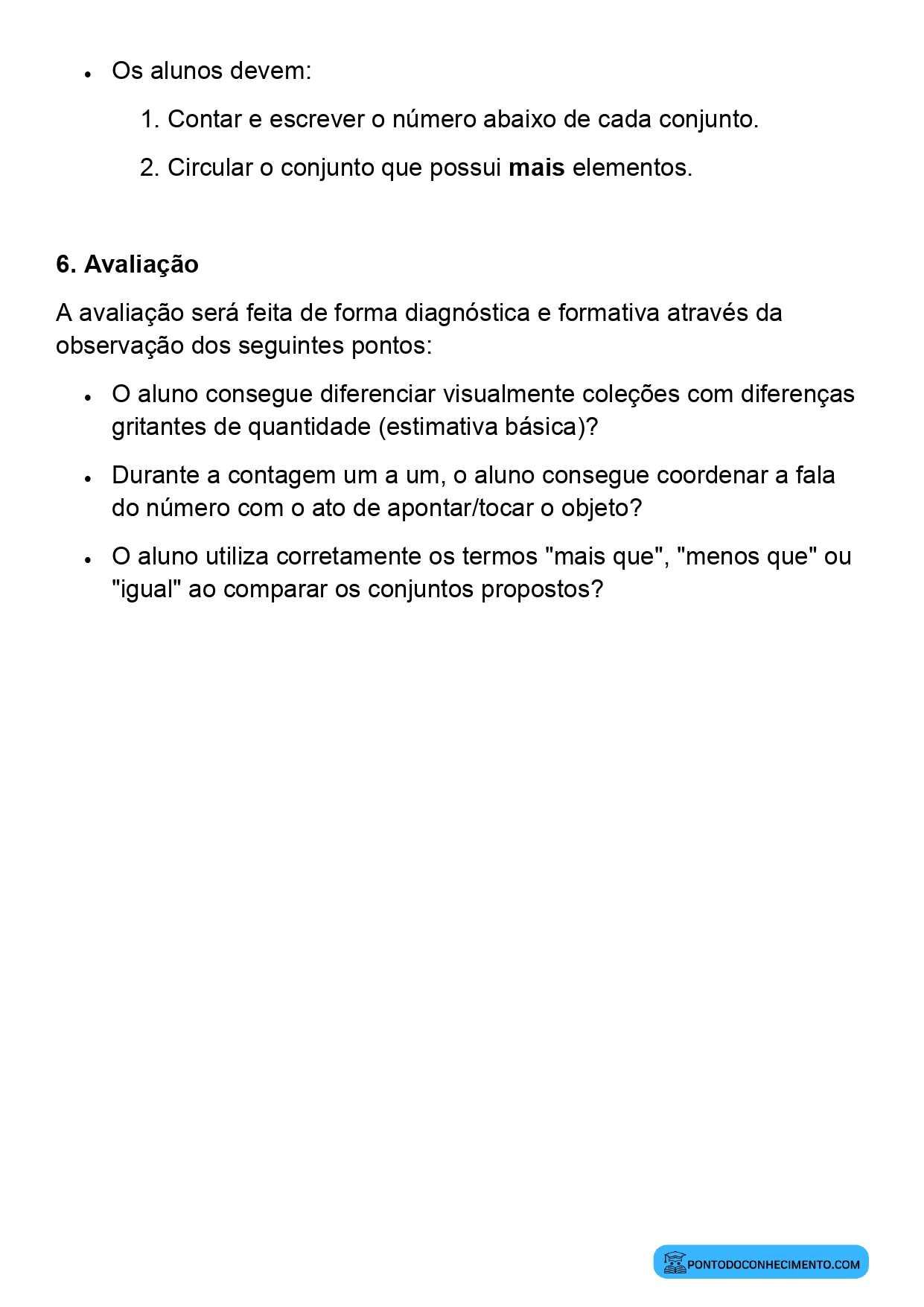 Quantificação de Coleções no 1º Ano do Ensino Fundamental