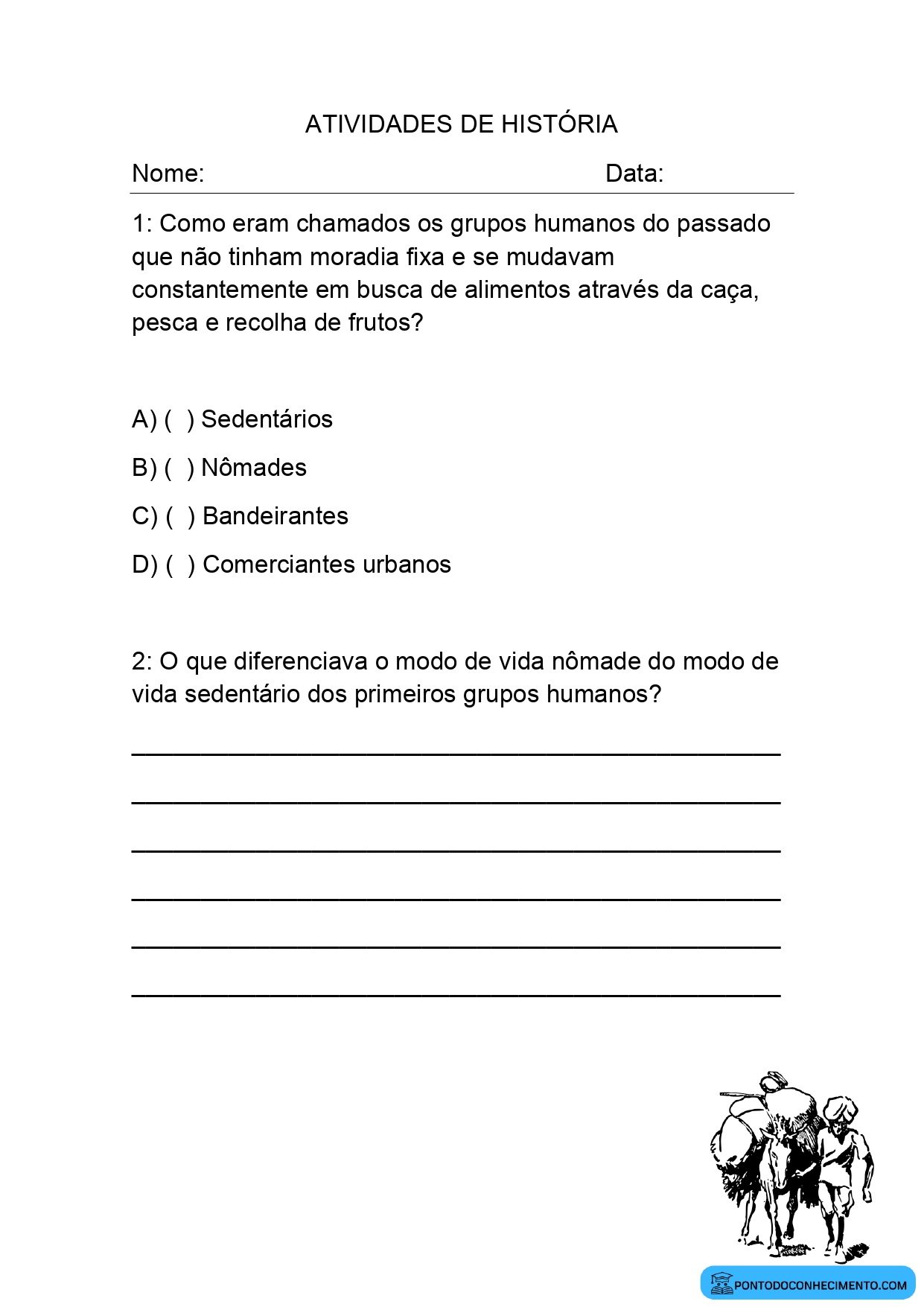 Avaliação de história 5º ano primeiro bimestre