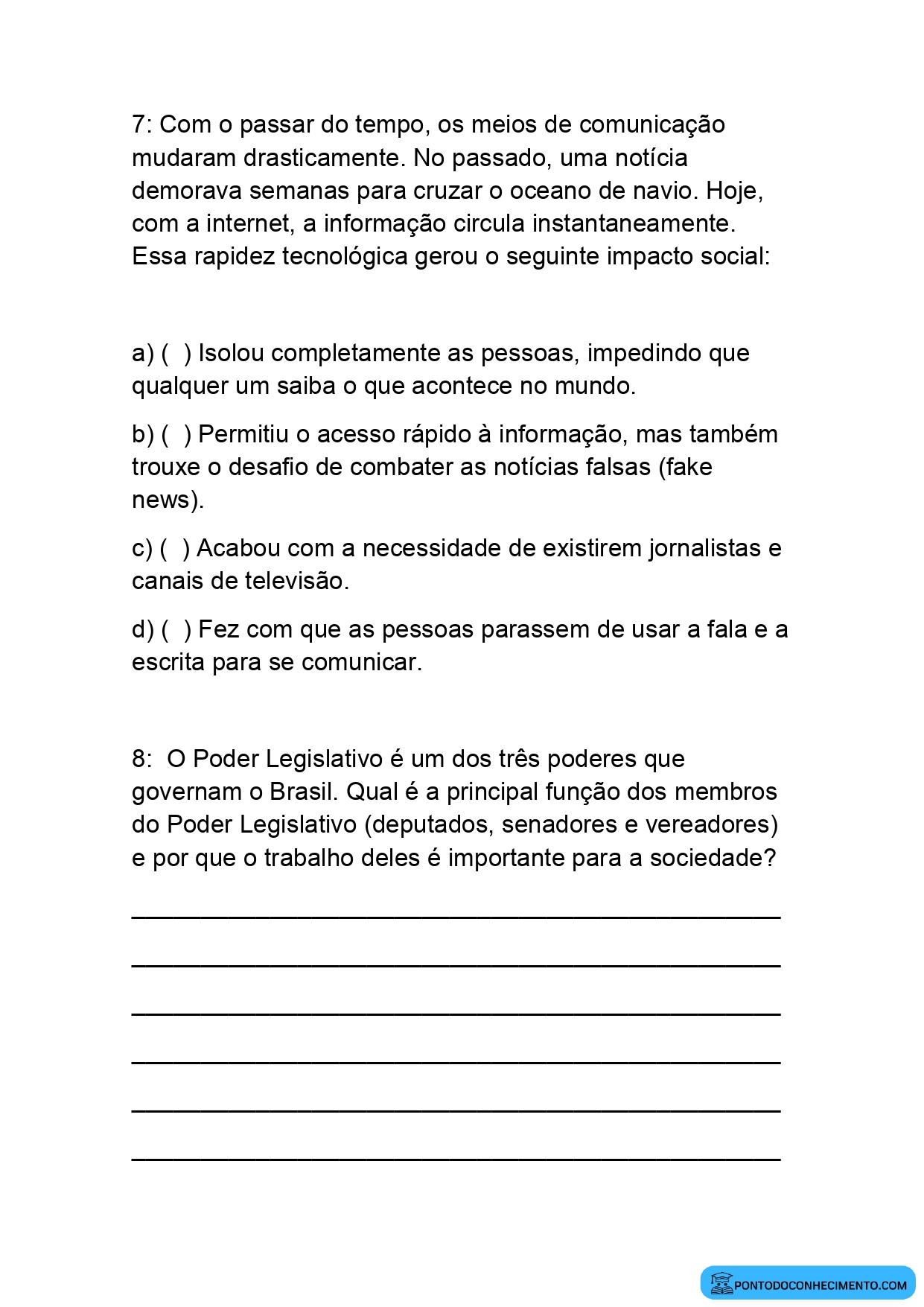 Prova de história para o quinto ano E.F quarto bimestre