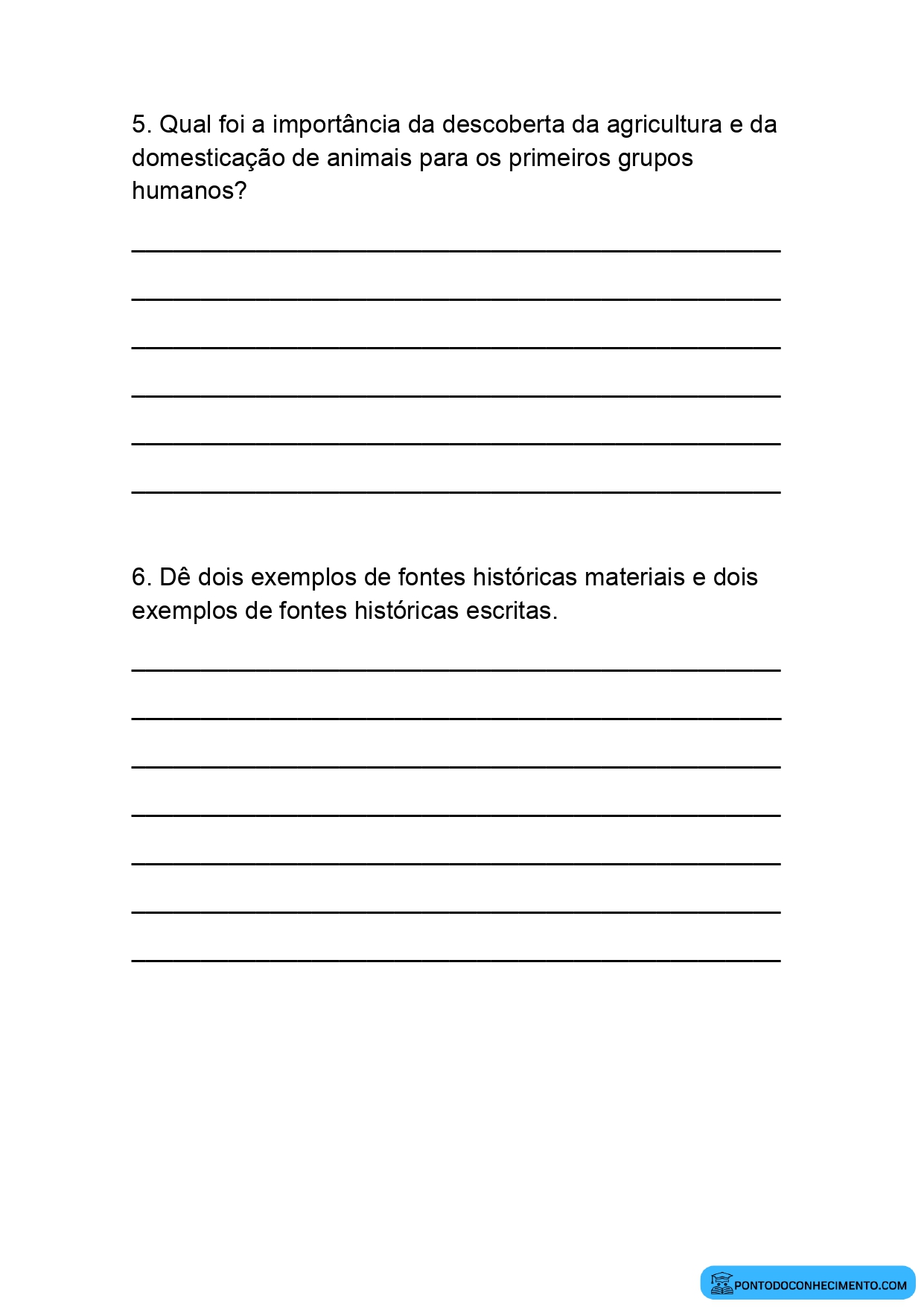Prova de história 5º ano segundo bimestre