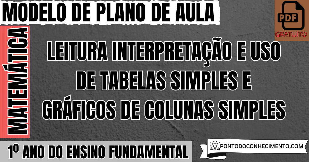 Plano de Aula de Matemática para o 1º Ano do Ensino Fundamental sobre Leitura Interpretação e Uso de Tabelas Simples e Gráficos de Colunas Simples