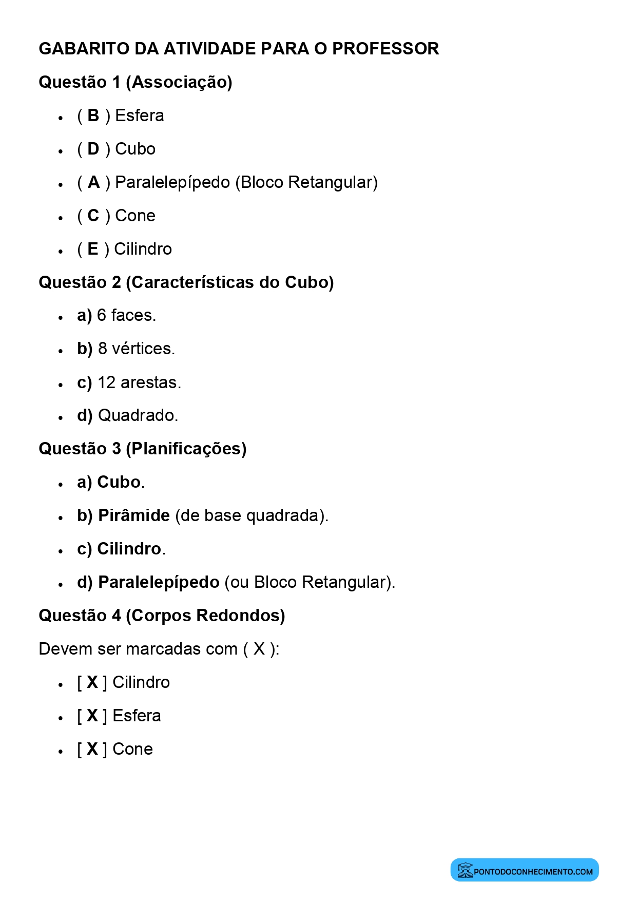 Plano de aula sobre classificação de sólidos geométricos 3º ano