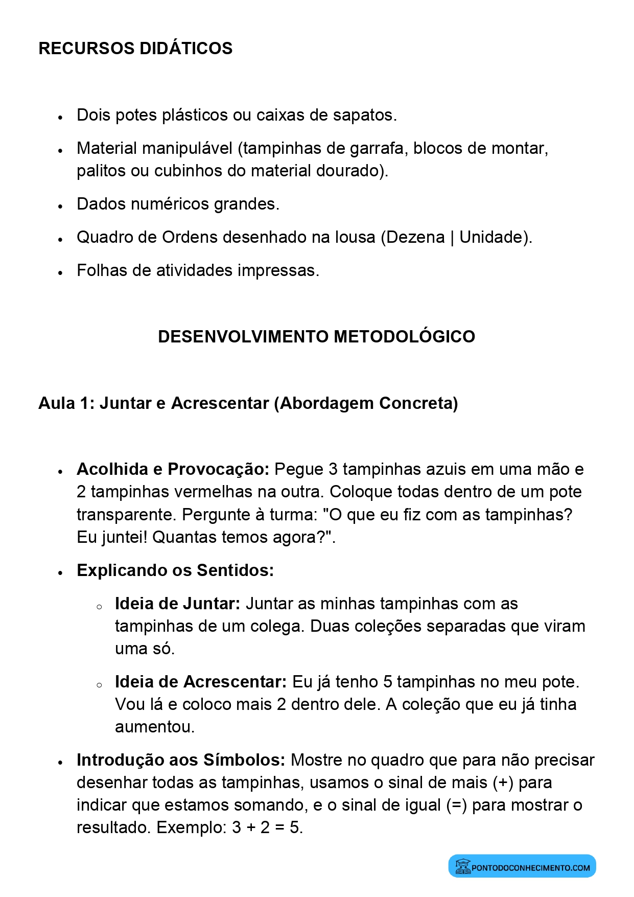 Plano de Aula Matemática 2º Ano Adição