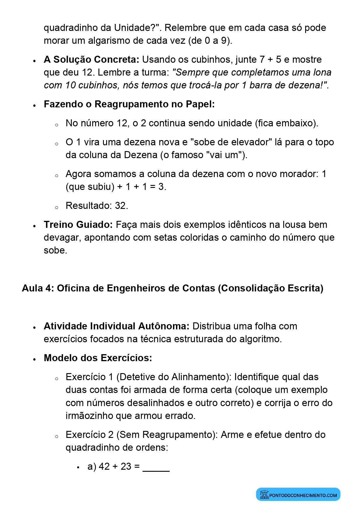 Plano de Aula Matemática 2º Ano Algoritmo da Adição