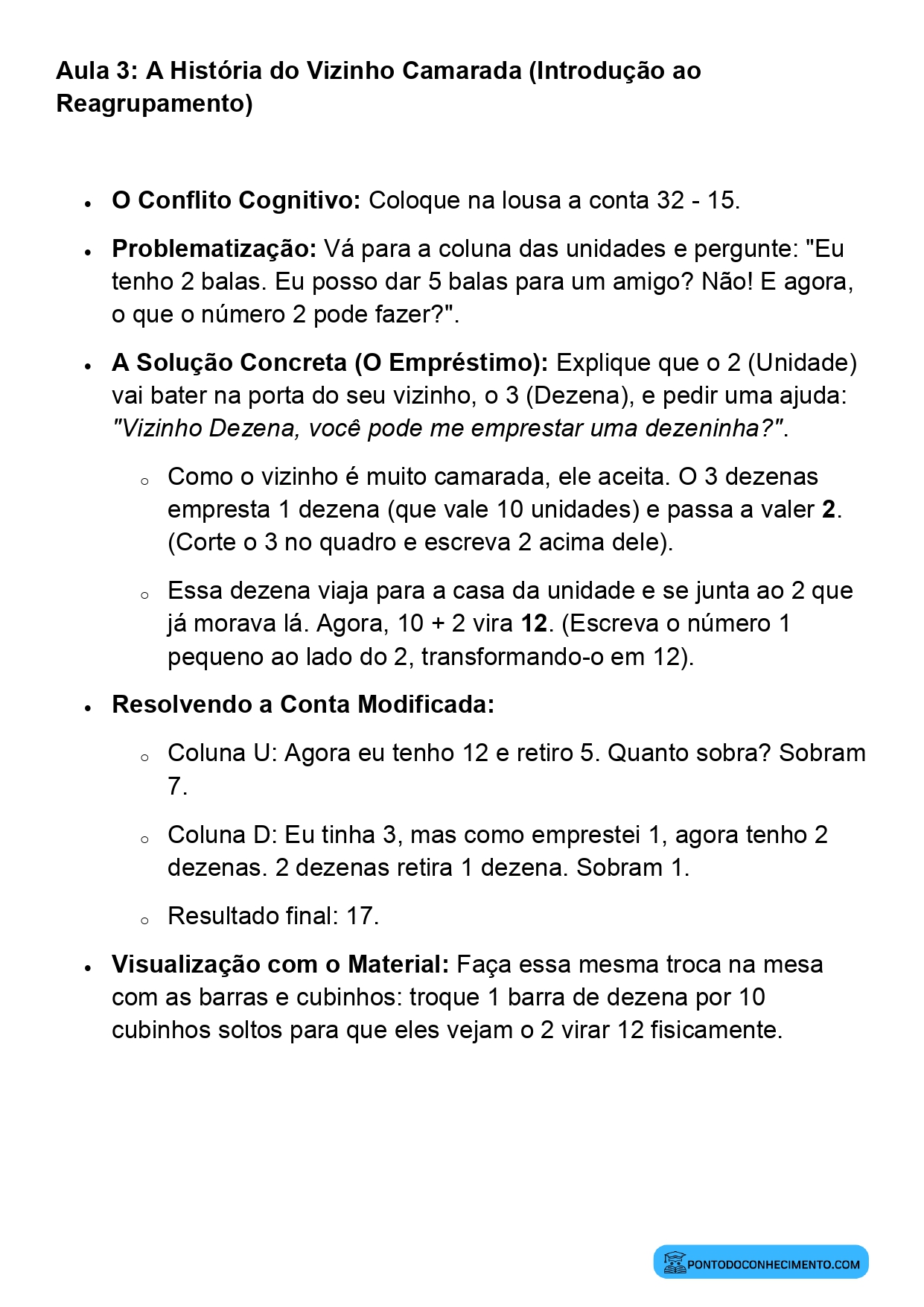 Plano de Aula BNCC Matemática 2º Ano Algoritmo da Subtração