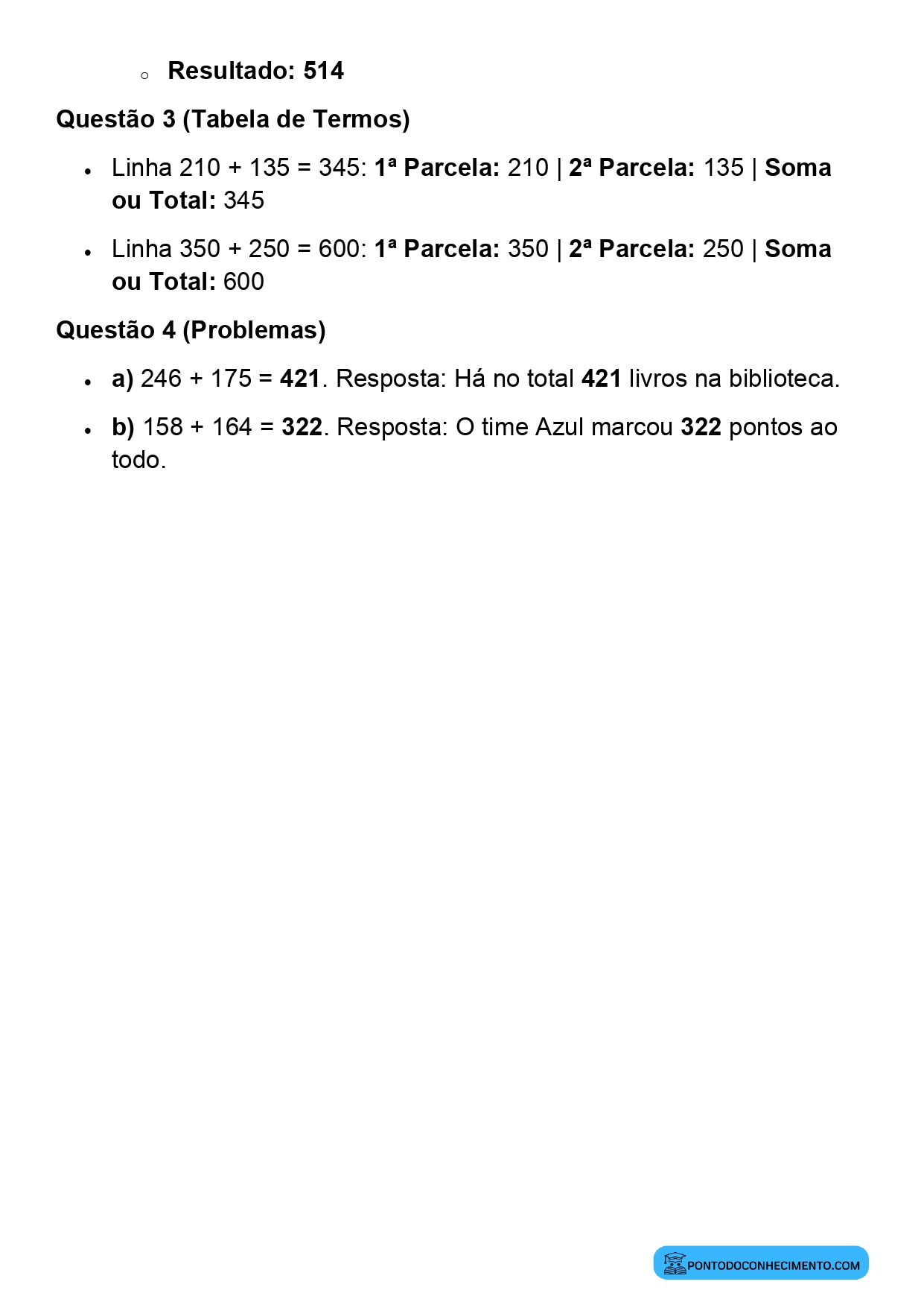 Plano de aula sobre adição sem reagrupamento