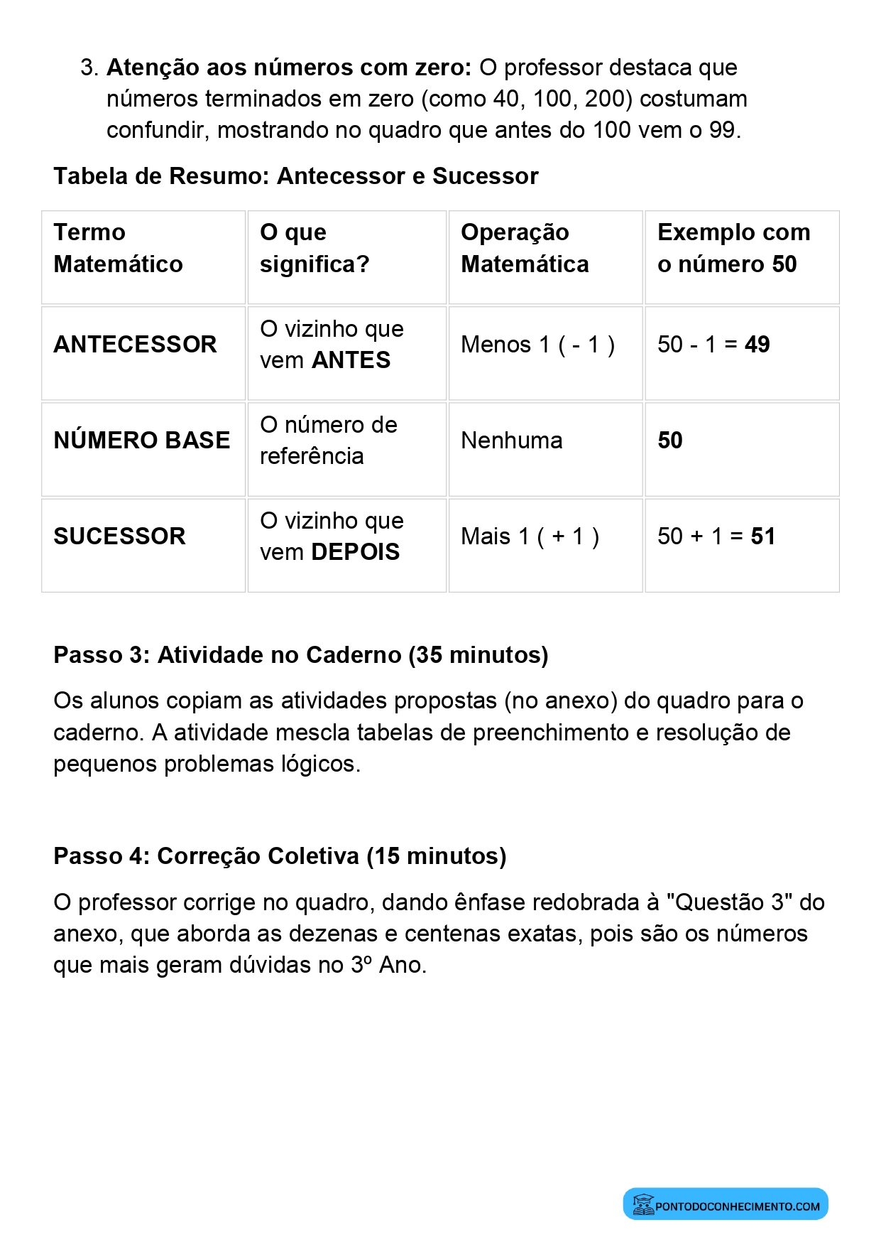 Antecessor e sucessor 3º ano