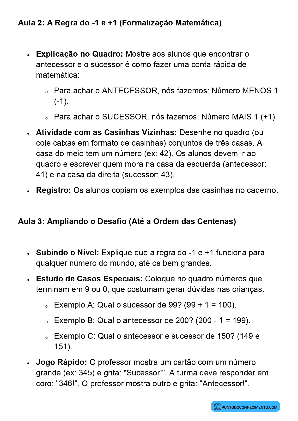 Plano de Aula Completo de Matemática 2º Ano Antecessor e Sucessor