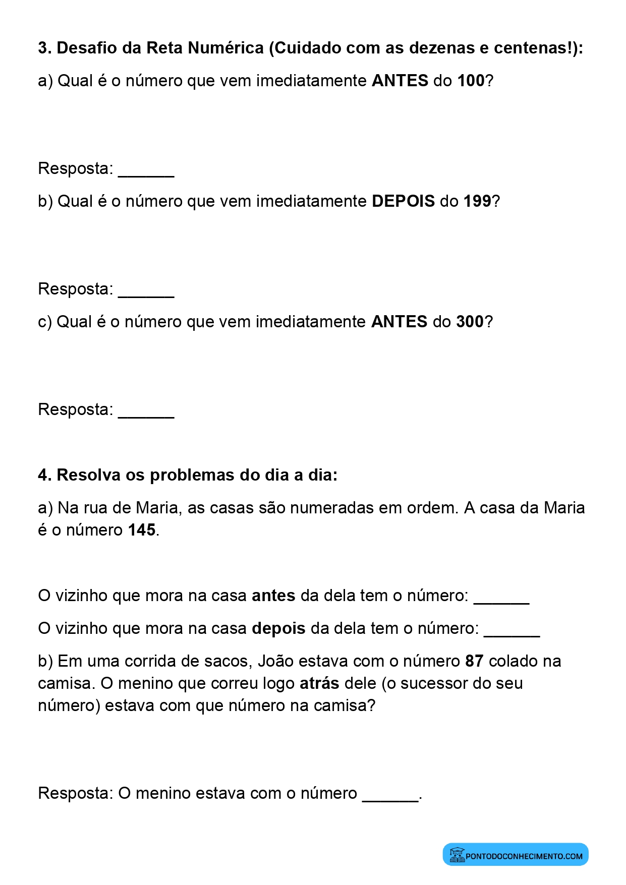 Identificação do antecessor e sucessor