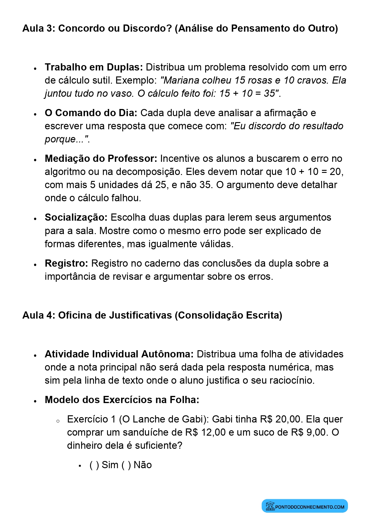 Plano de Aula BNCC Matemática 2º Ano Argumentação Matemática