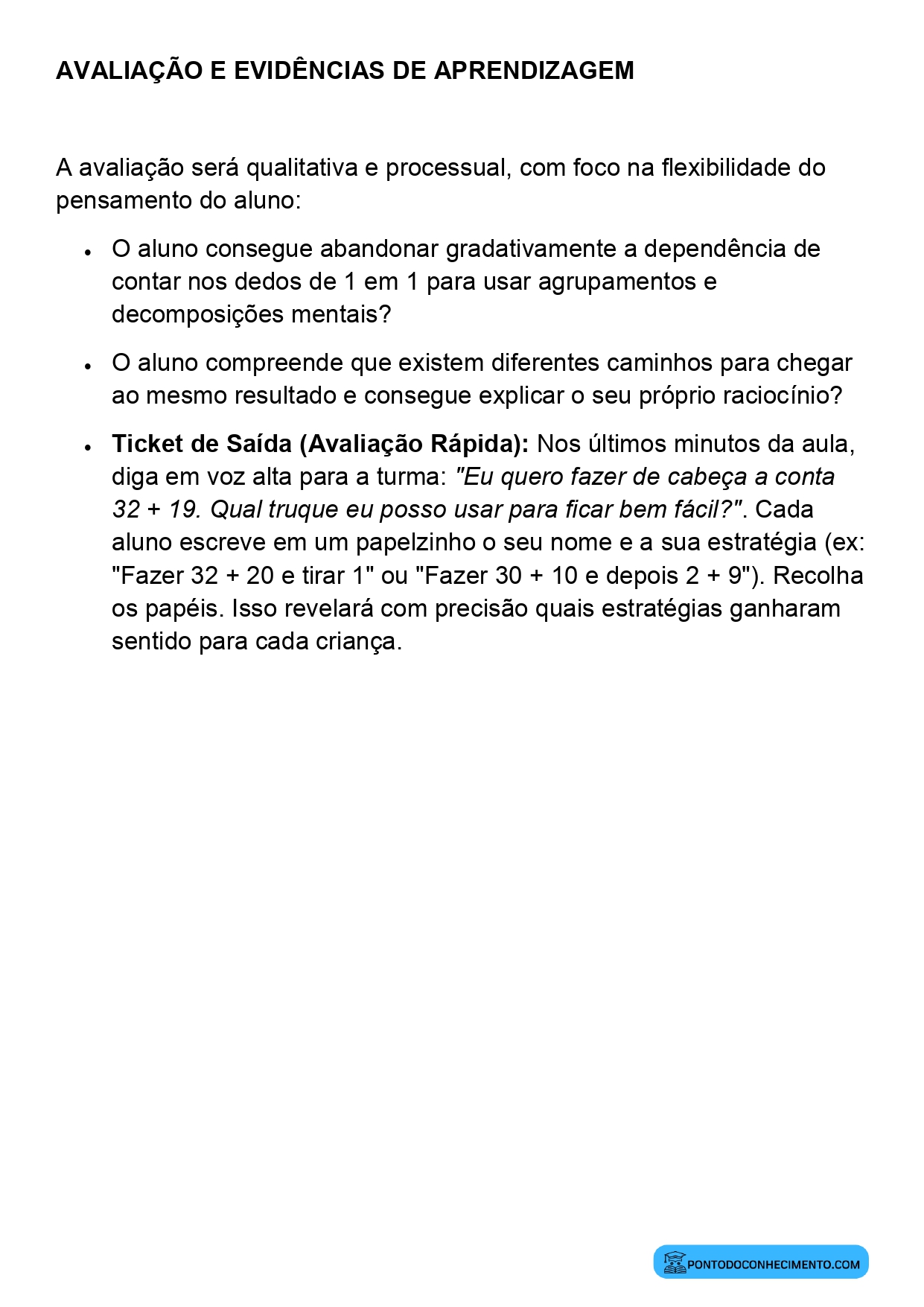 Plano de Aula Alinhado à BNCC Matemática 2º Ano Cálculo Mental e Estratégias de Cálculo