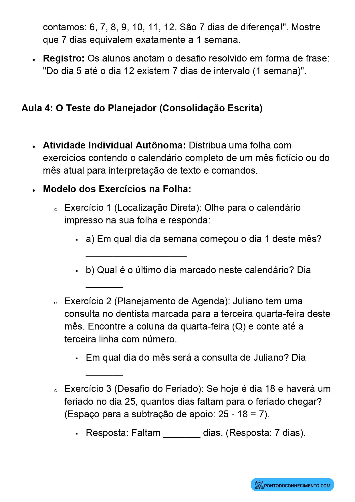Plano de Aula BNCC Matemática 2º Ano Calendário