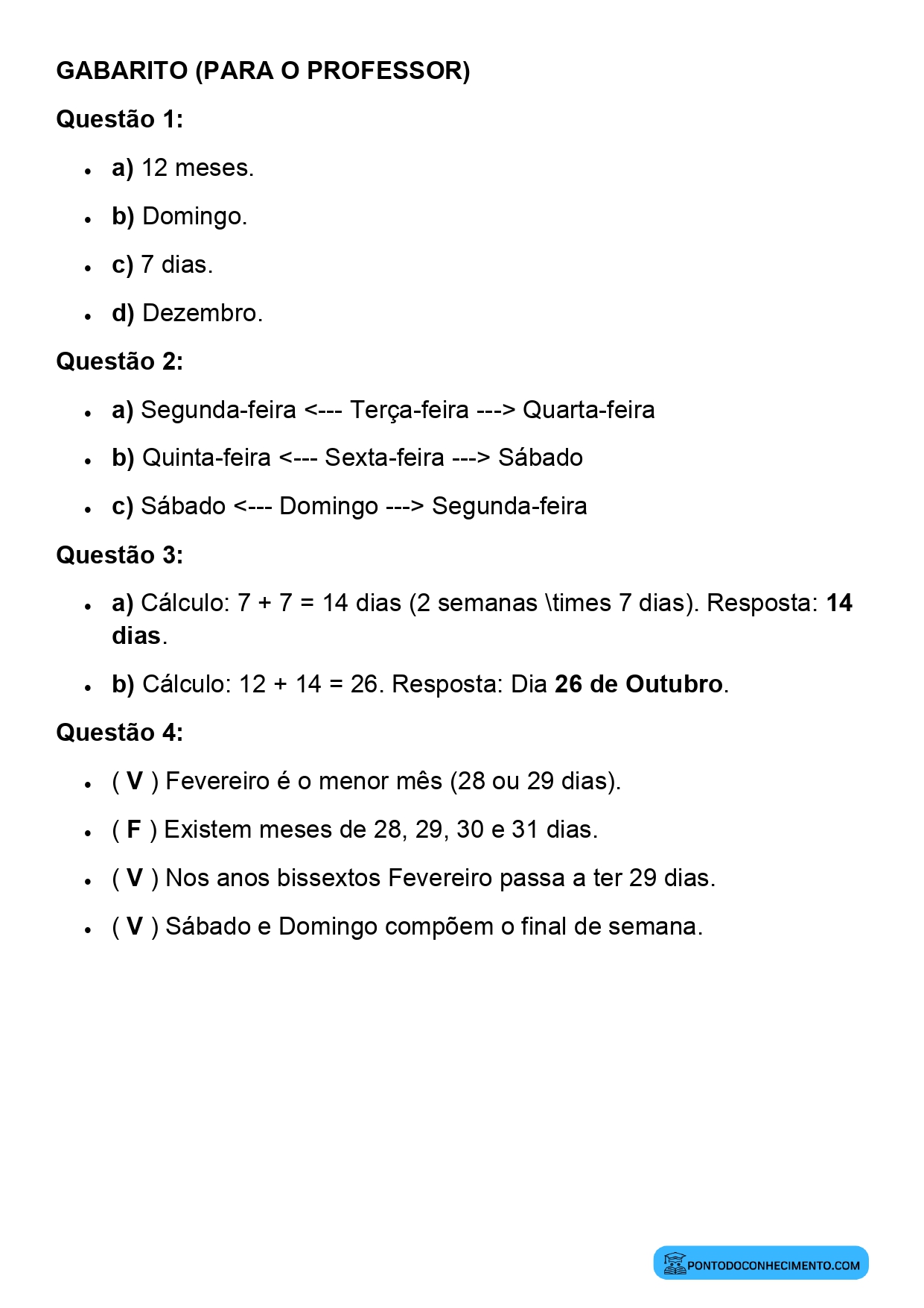 Uso do calendário no cotidiano