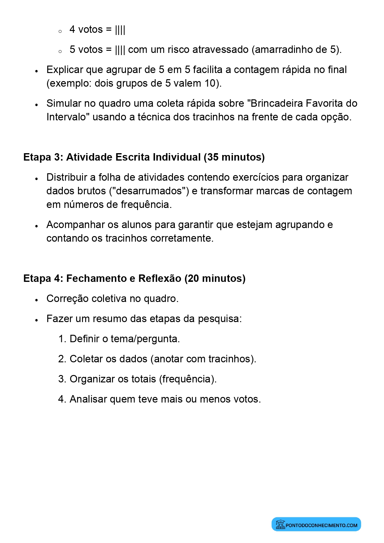 Atividade sobre coleta e organização de dados