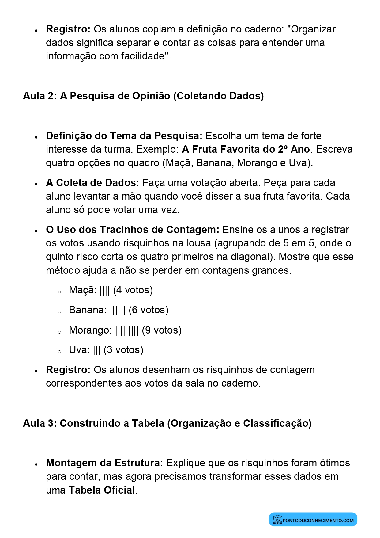 Atividade de Matemática 2º Ano Coleta organização e classificação de dados
