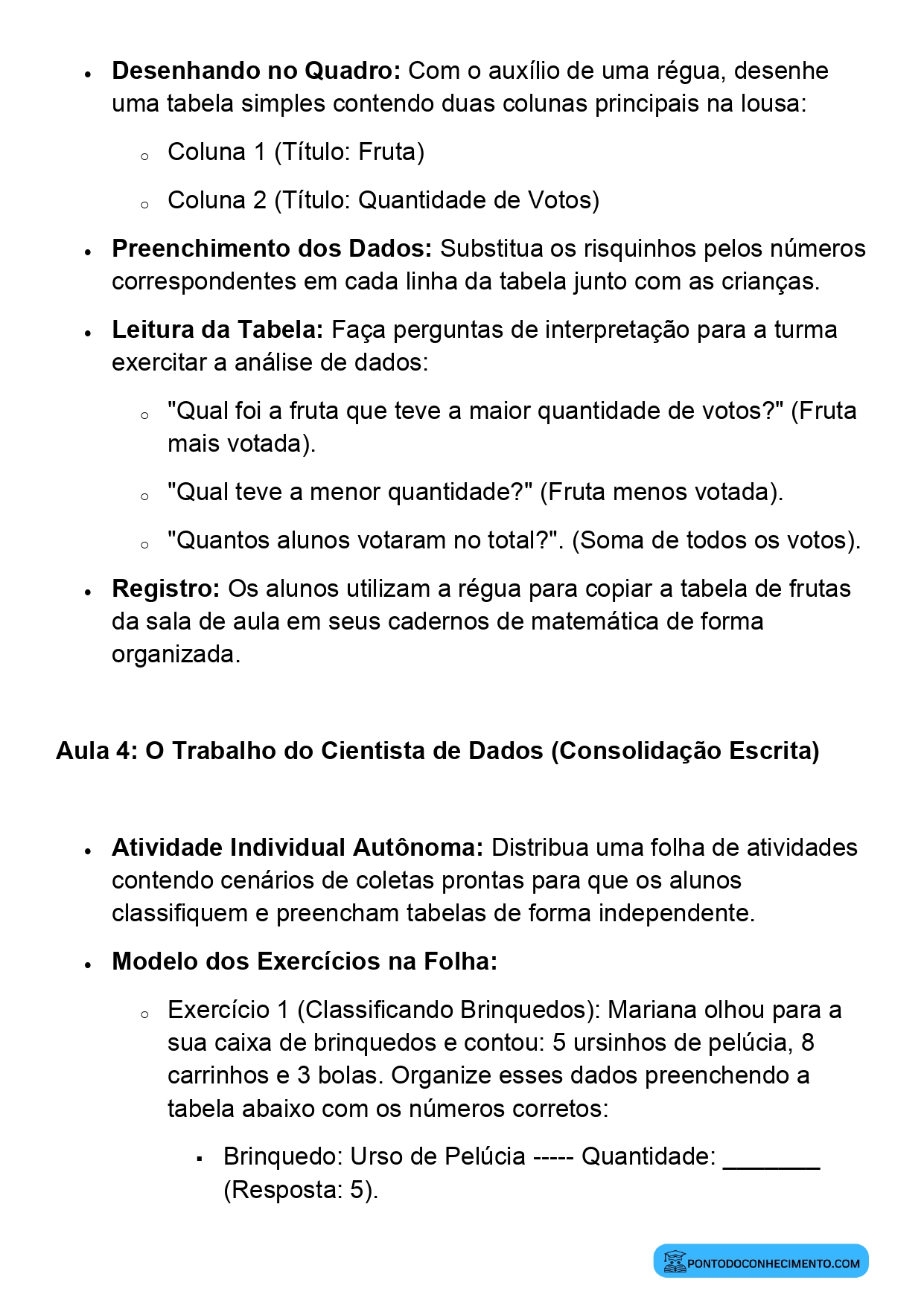 Sequência Didática de Matemática 2º Ano Coleta organização e classificação de dados