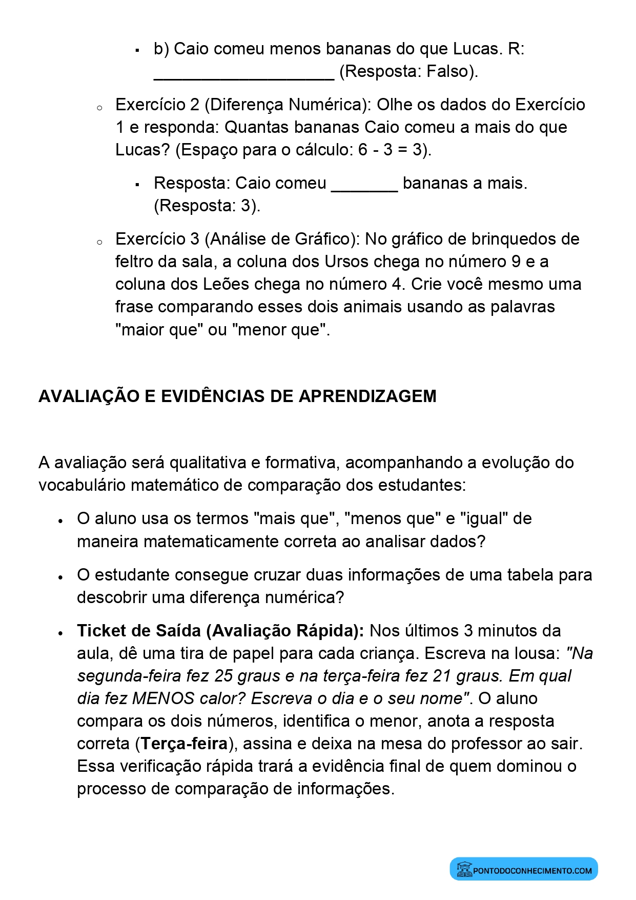 Plano de Aula Alinhado à BNCC Matemática 2º Ano Comparação de Informações