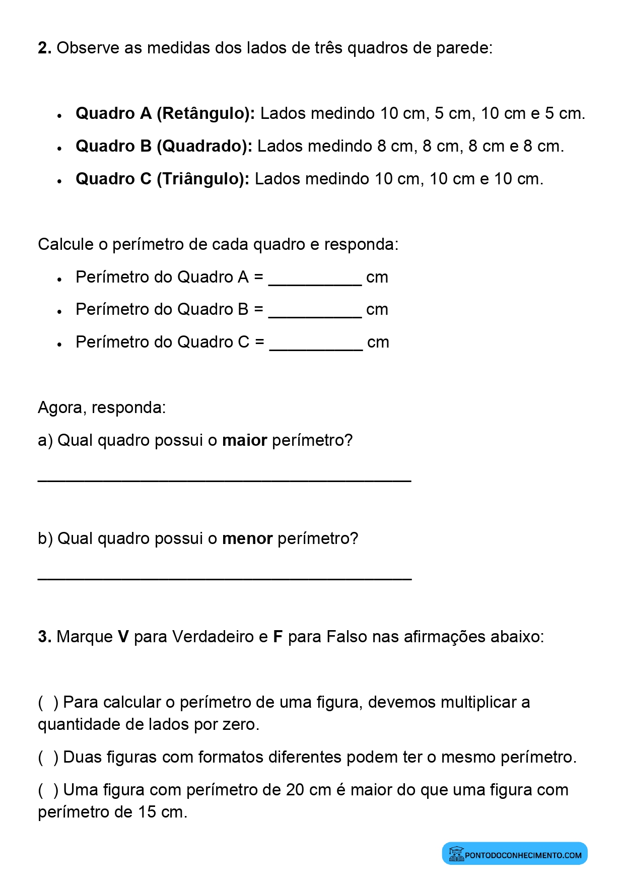 Plano de aula sobre identificação de perímetros de figuras planas