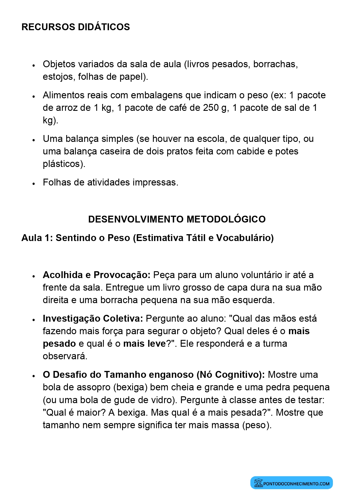 Plano de Aula Matemática 2º Ano Comparação e Medida de Massas