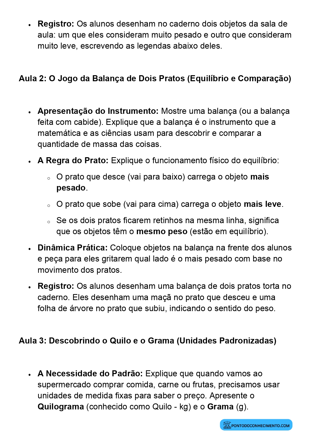 Plano de Aula Completo de Matemática 2º Ano Comparação e Medida de Massas