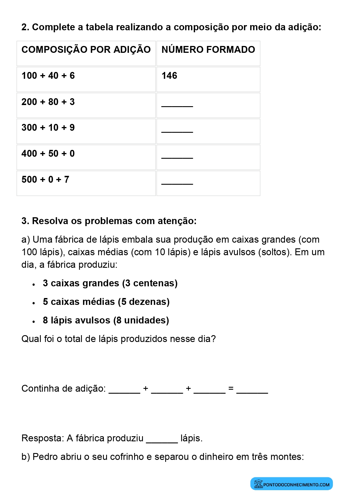 Plano de aula de Matemática sobre composição dos números no sistema decimal