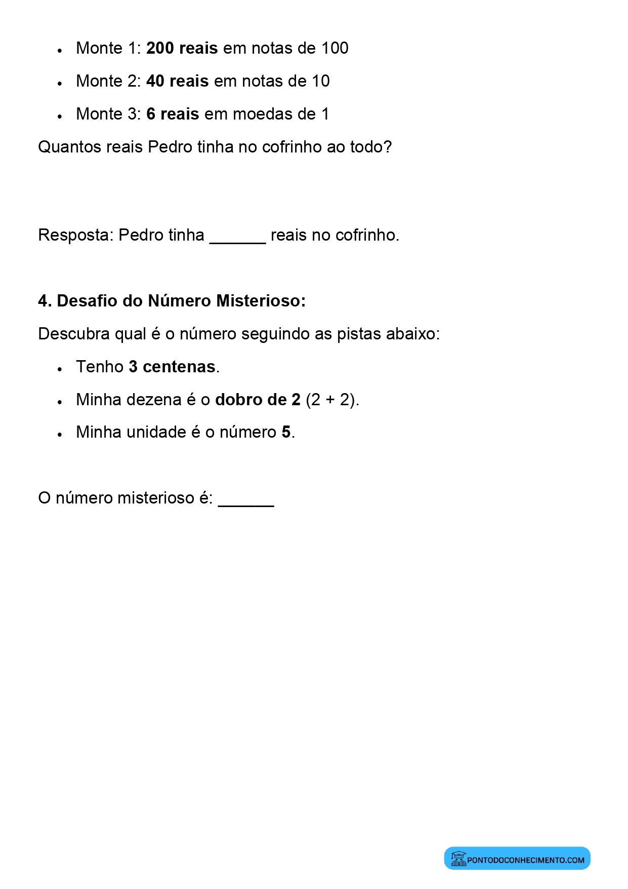 Plano de aula sobre formação de números no sistema de numeração decimal