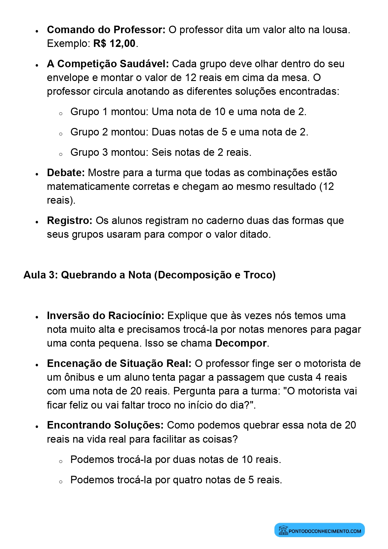 Plano de Aula Completo de Matemática 2º Ano Composição e Equivalência de Valores