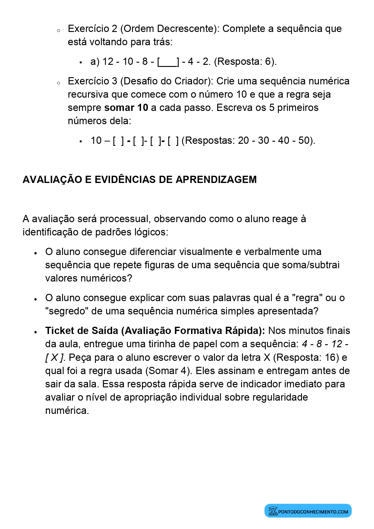 Modelo de Plano de Aula de Matemática para o 2º Ano do Ensino Fundamental sobre Construção de Sequências Numéricas Repetitivas e Recursivas