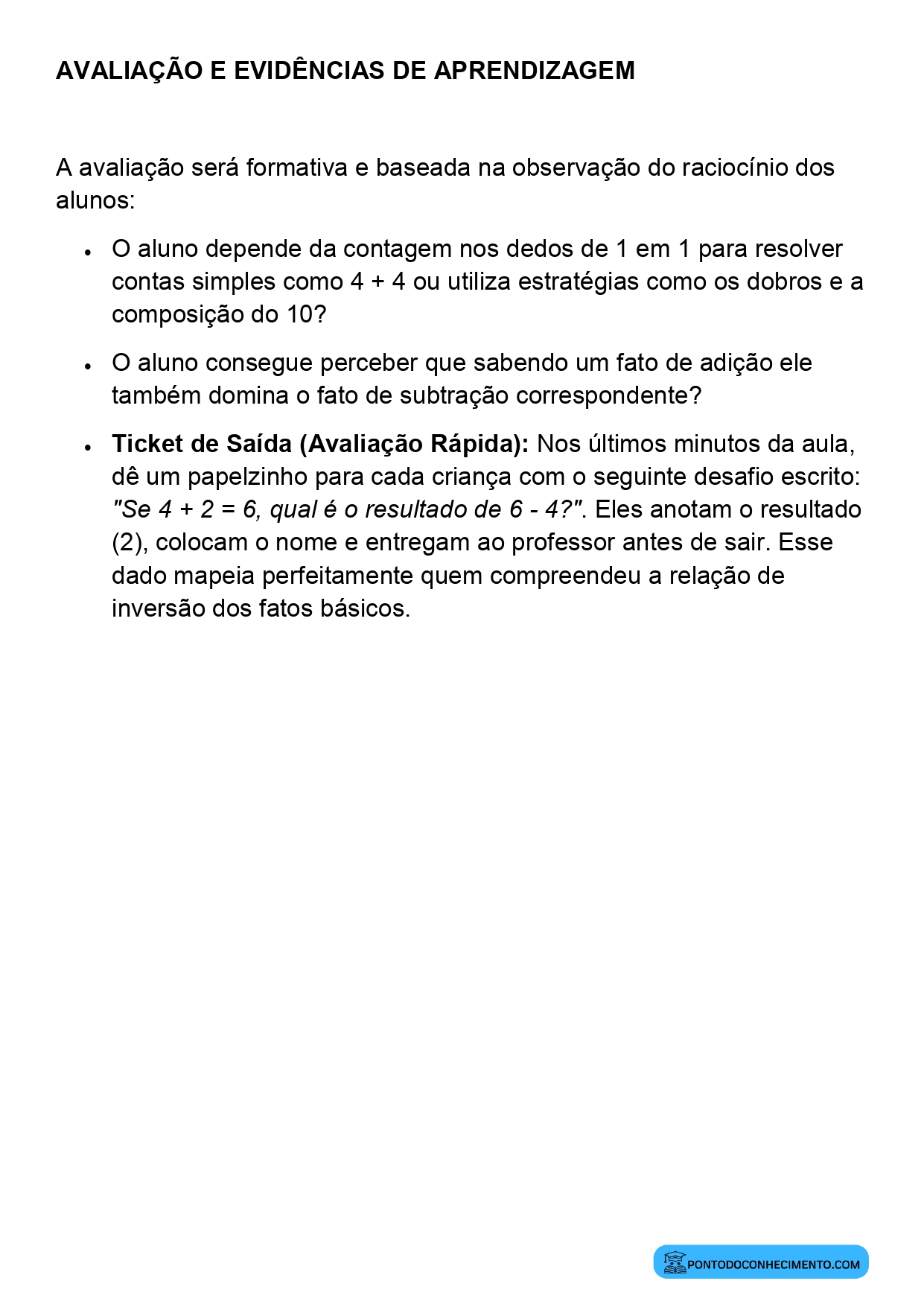 Plano de Aula Alinhado à BNCC Matemática 2º Ano Fatos Básicos da Adição e da Subtração