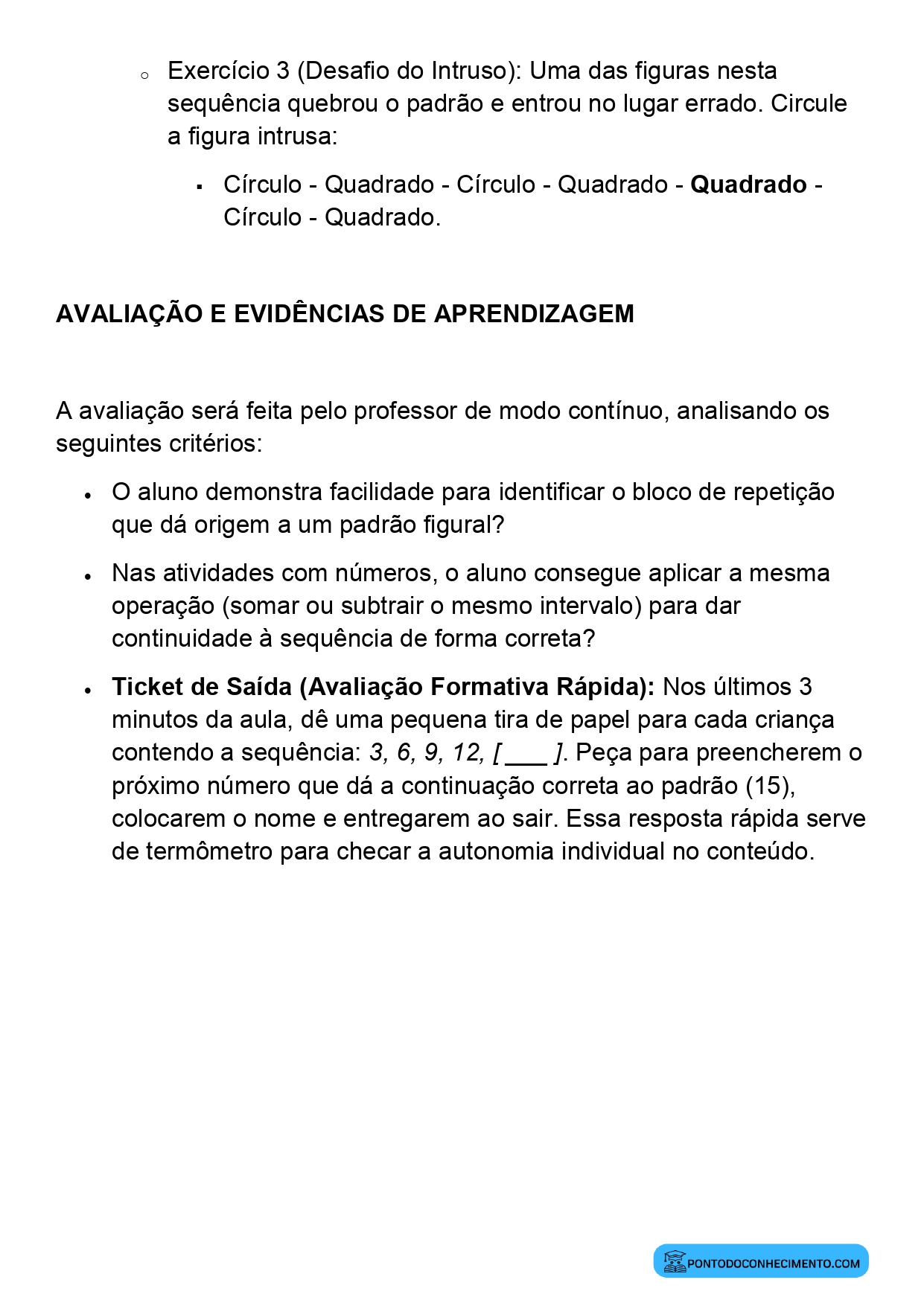 Plano de Aula Alinhado à BNCC Matemática 2º Ano Continuação de Padrões